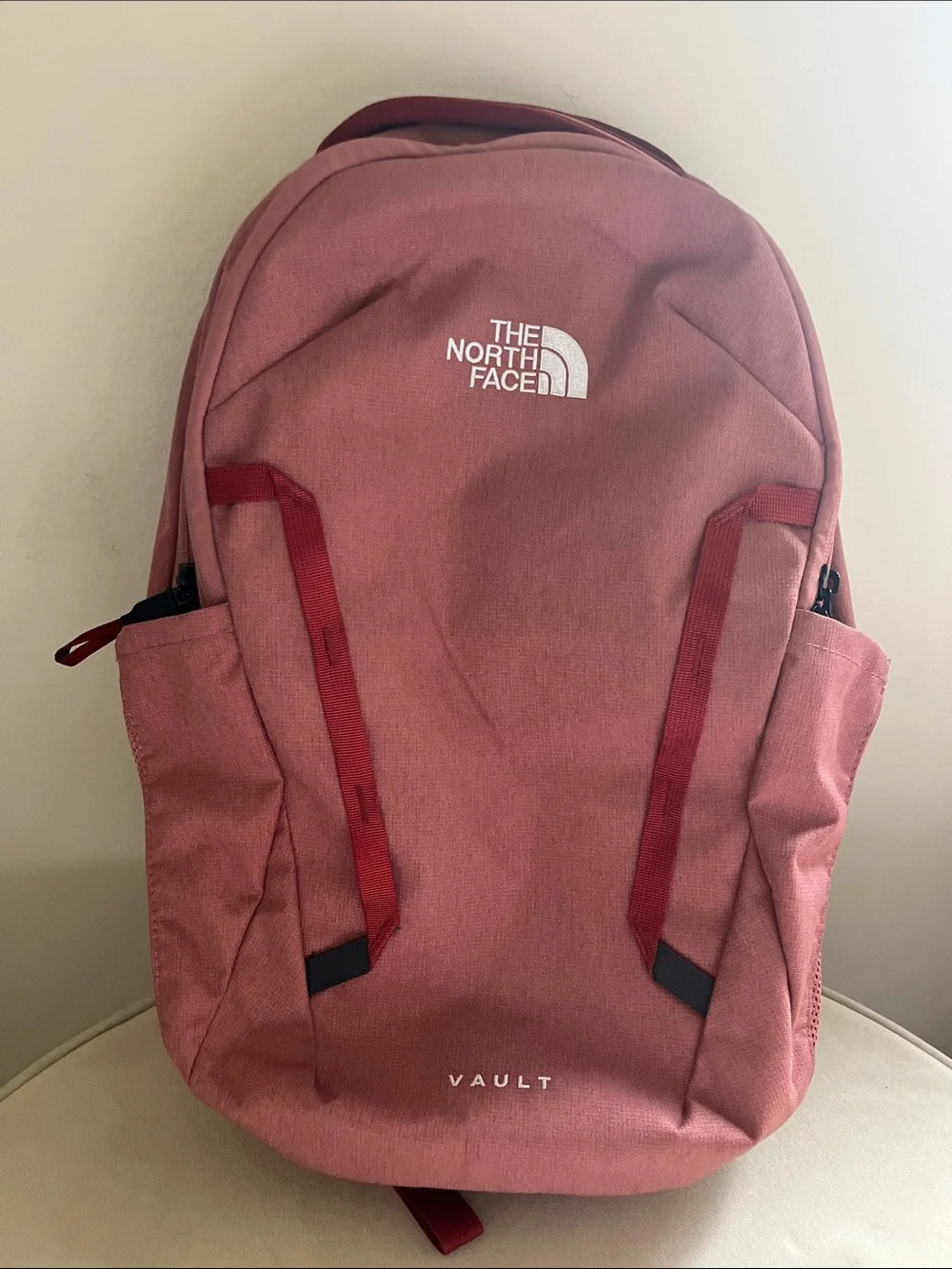The North Face Vault Backpack - Dusty Rose with Red Accents
